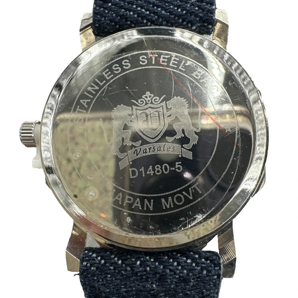 Varsales Octagon Quartz Watch Womens OS Blue Denim‎ Strap Silver D1480-5 Good